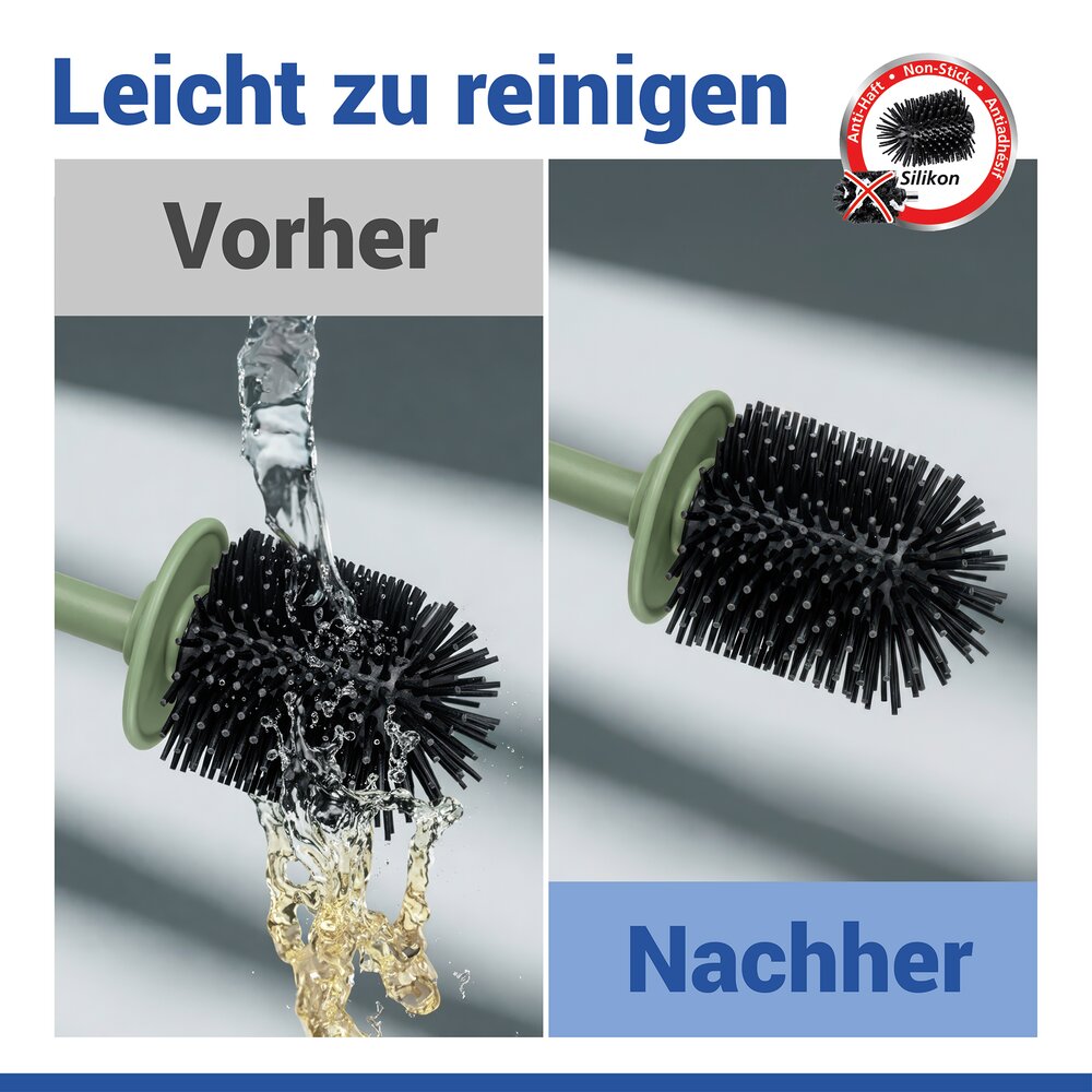FABLO grün WC-Garnitur, Bürstenkopf aus Silikon
