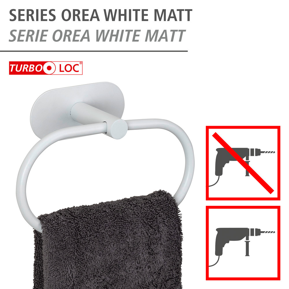 OREA White matt Turbo-Loc® Handtuchring aus Edelstahl OREA White matt Turbo-Loc® Handtuchring aus Edelstahl