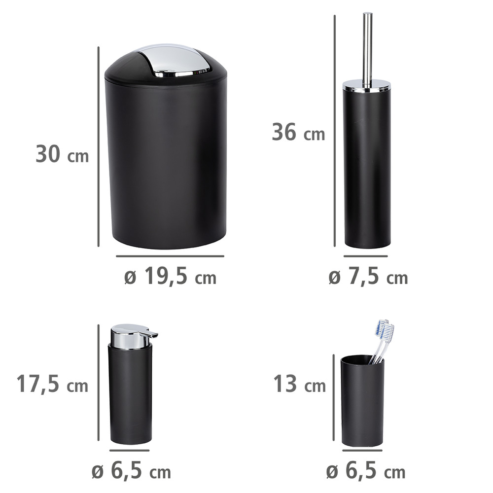 CALVO schwarz matt Badzubehör-Set, 4-teilig