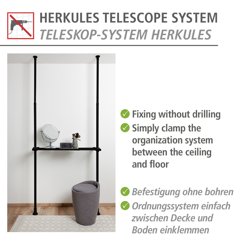 HERKULES Teleskop-System Regalboden schwarz 1 Stück