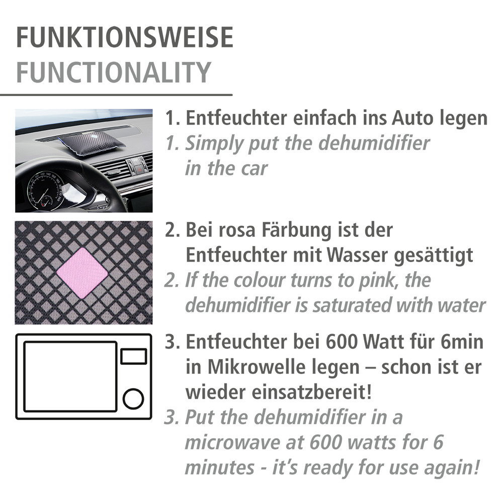 UNIVERSAL Entfeuchter mit Indikator 350g, 3er Set
