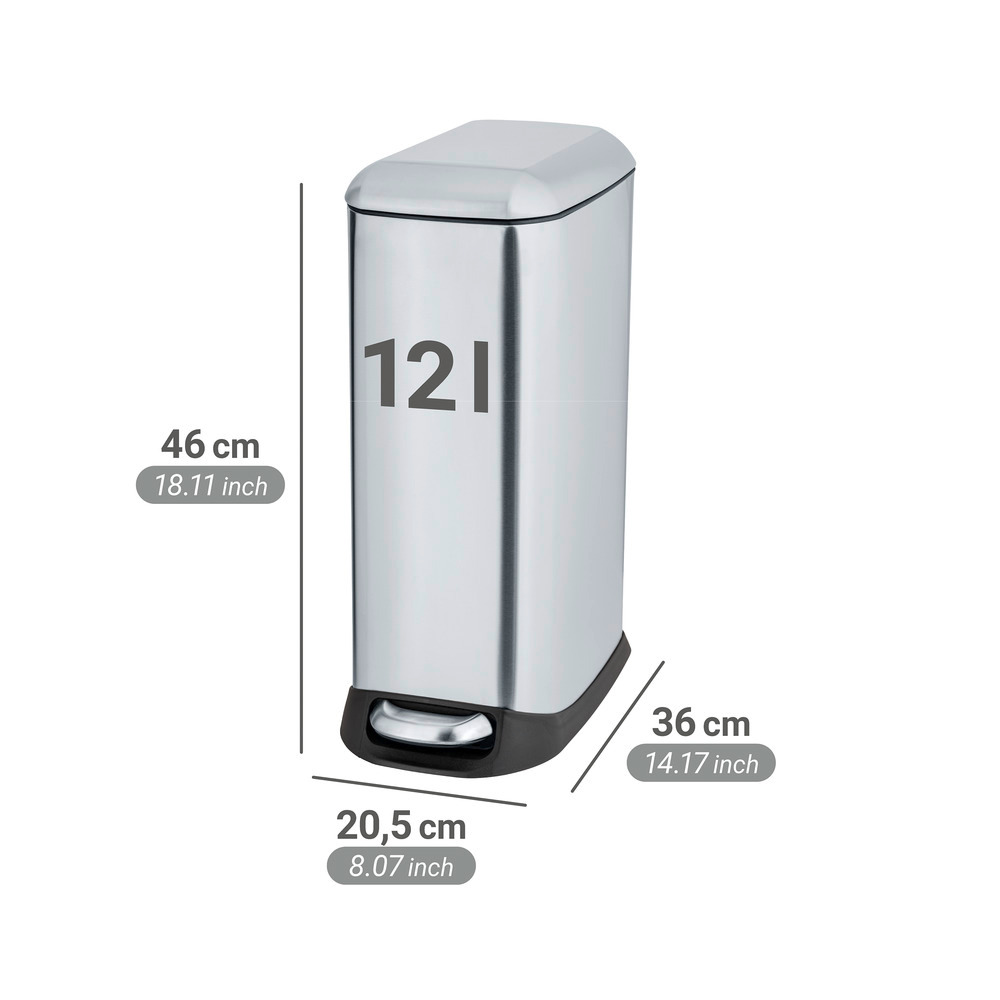 DESIGN silber Treteimer, 12 l, Edelstahl