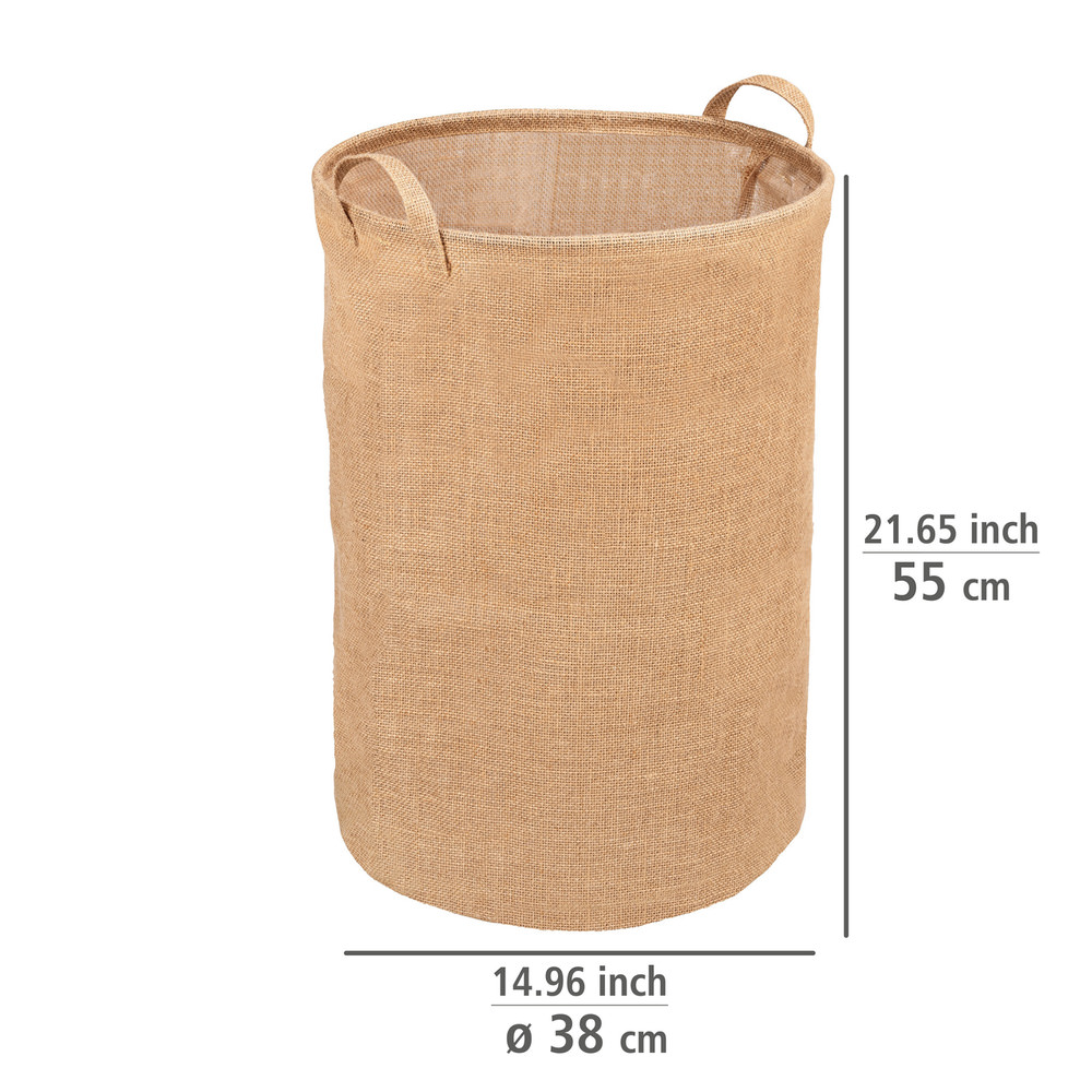 JUNA rund Wäschesammler aus Jute, 79 Liter