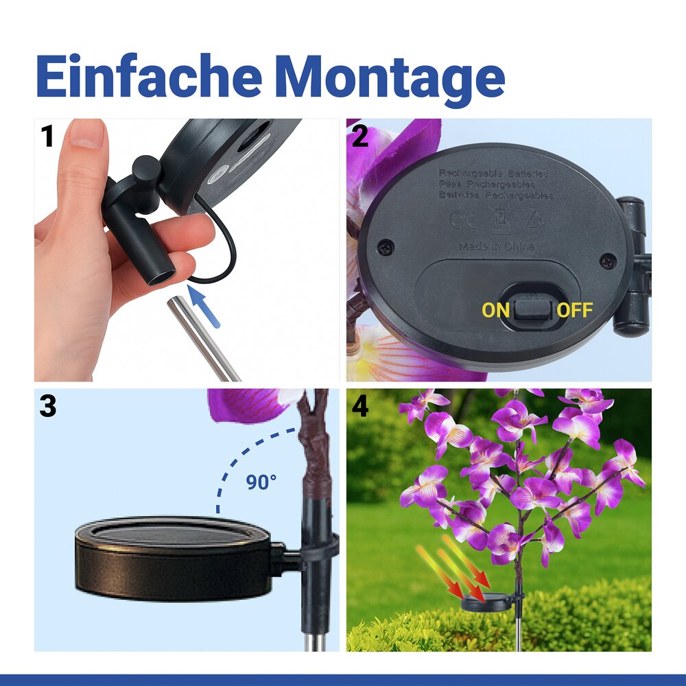 ORCHIDEE Gartenstecker solarbetrieben, 2er-Set