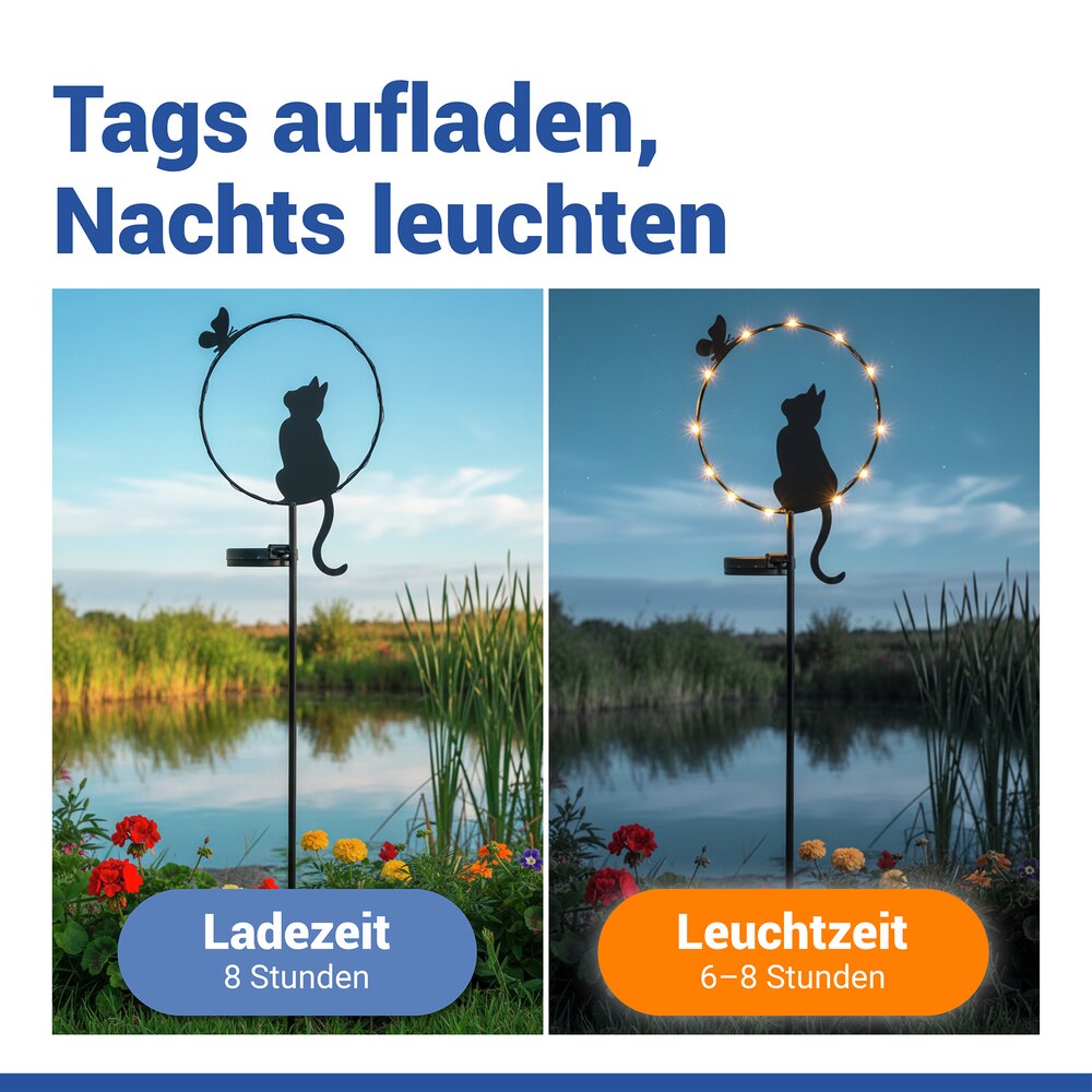 KATZE Gartenstecker aus Metall, solarbetrieben
