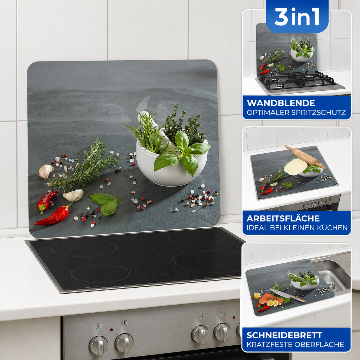 KRÄUTERKÜCHE Multiplatte 56x50 cm aus Glas
