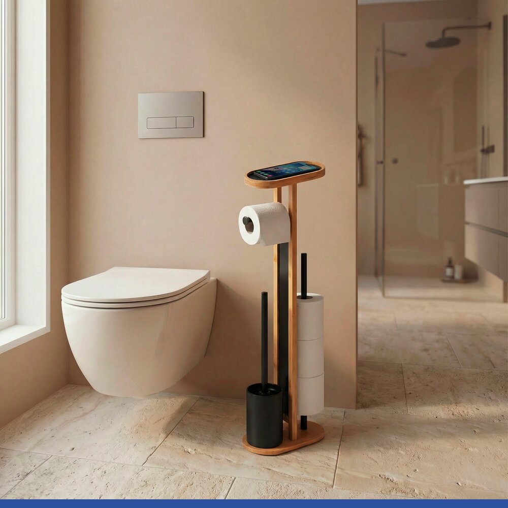 OREA Bambus Stand-WC-Garnitur mit Ablage