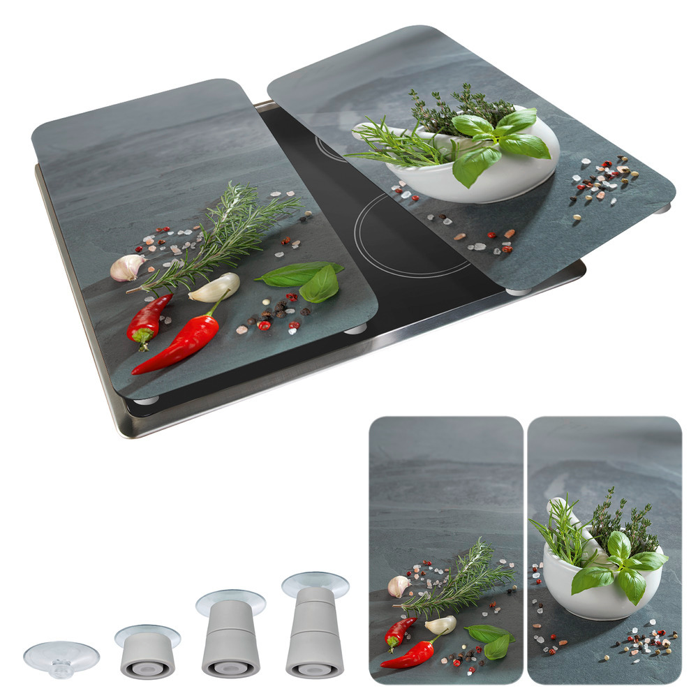 KRÄUTERKÜCHE 2er-Set Herdabdeckplatten aus Glas