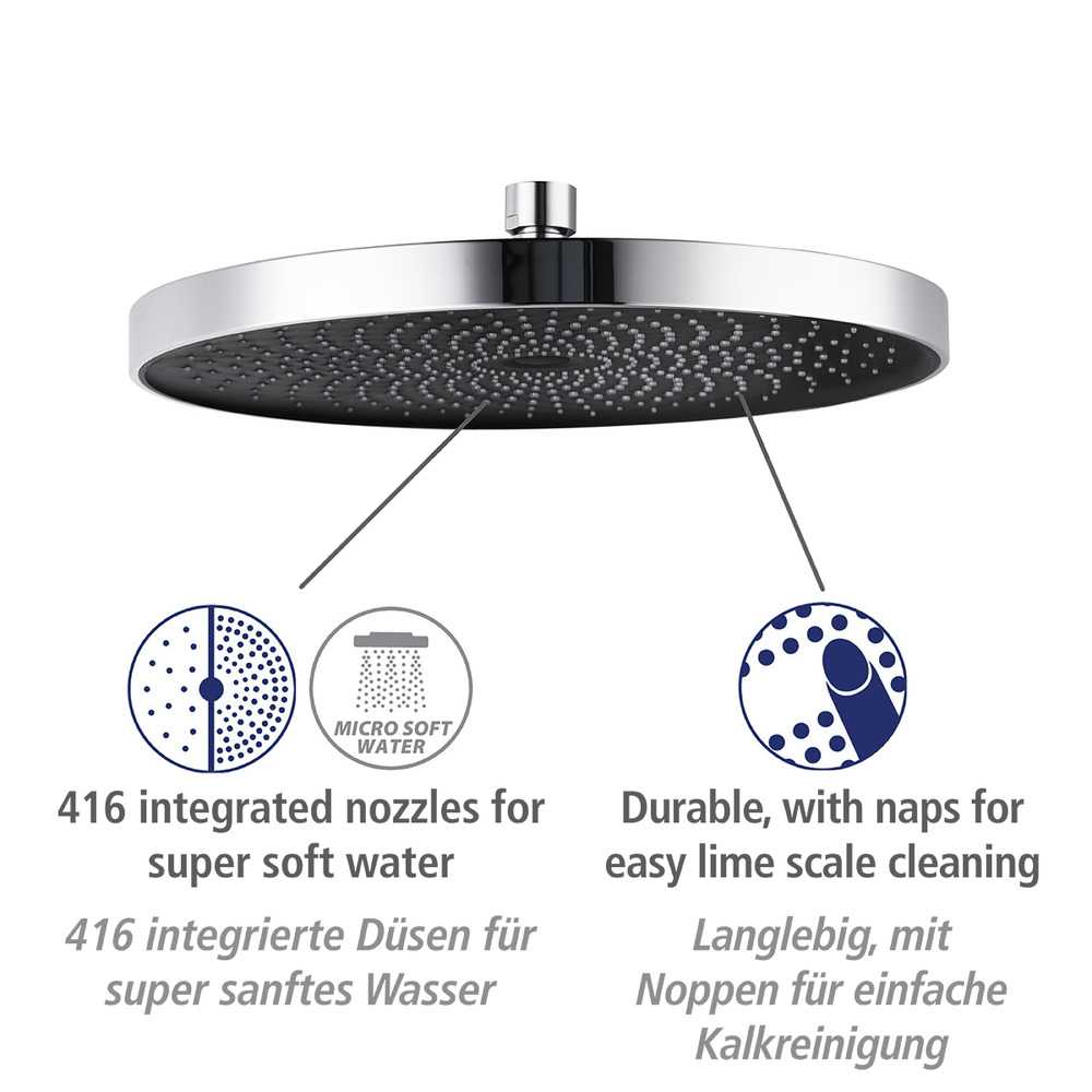 SOFTWATER chrom-schwarz Regenduschkopf,  Ø 26 cm