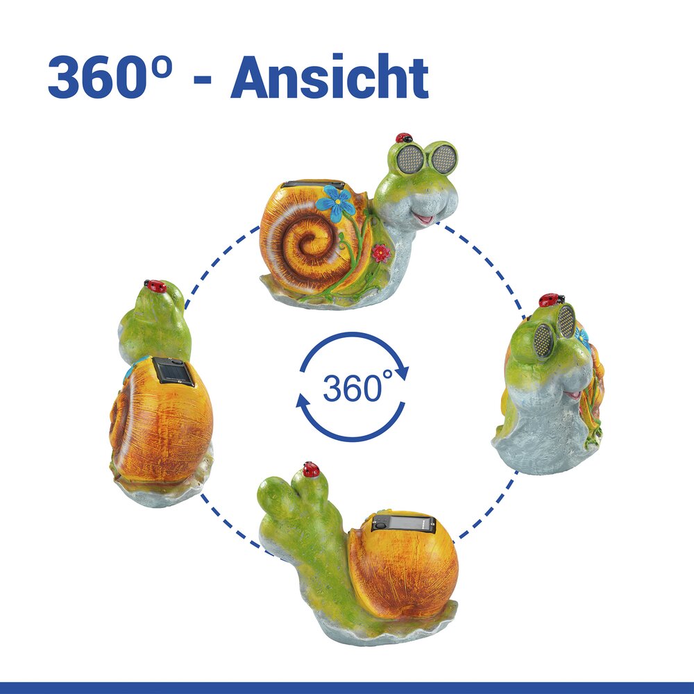 SCHNECKE Gartenfigur mit blinkenden LED-Augen