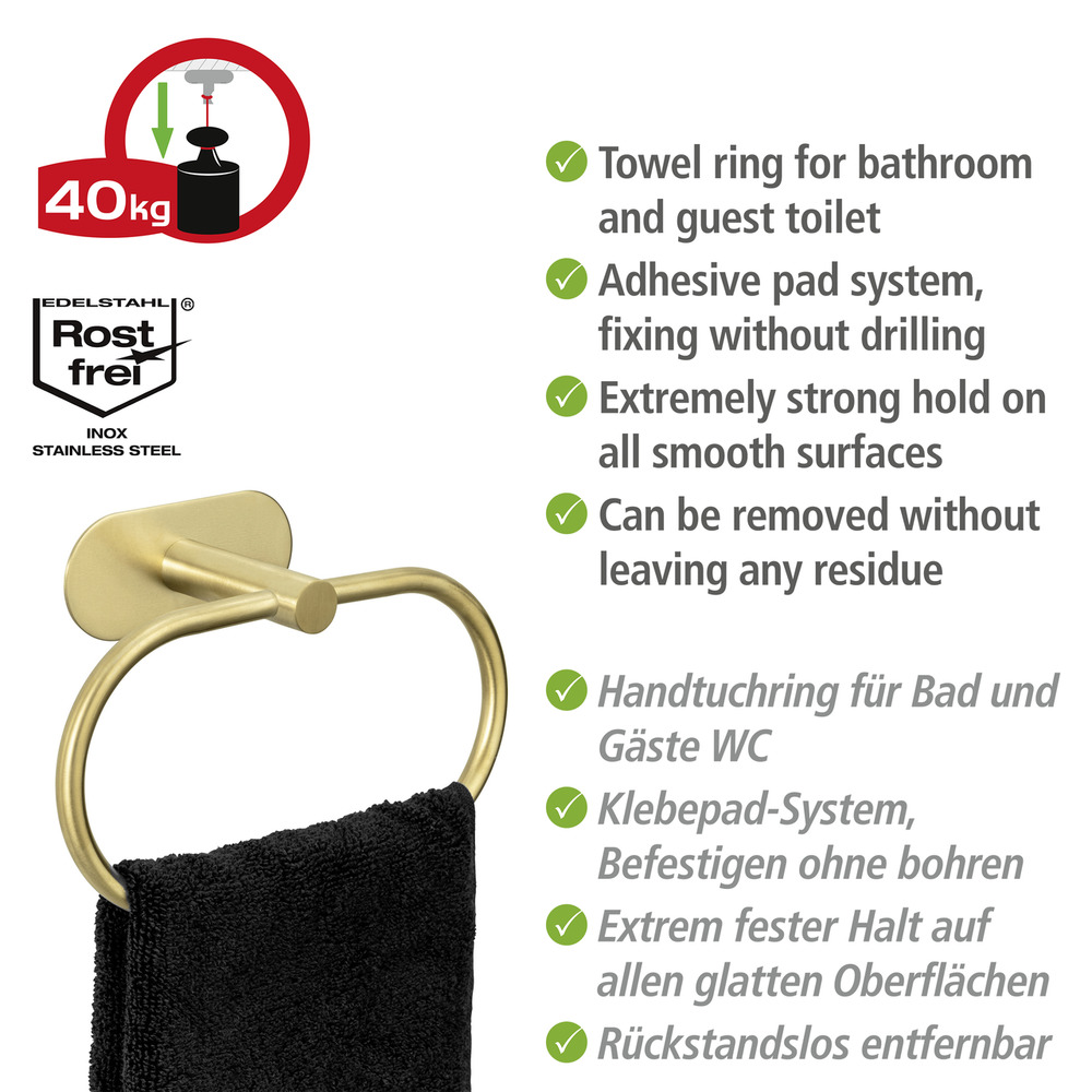 OREA Gold matt Turbo-Loc® Handtuchring aus Edelstahl OREA Gold matt Turbo-Loc® Handtuchring aus Edelstahl