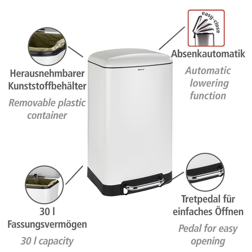 54920100_treteimer-studio2 STUDIO weiss Treteimer, 30 Liter, Easy Close