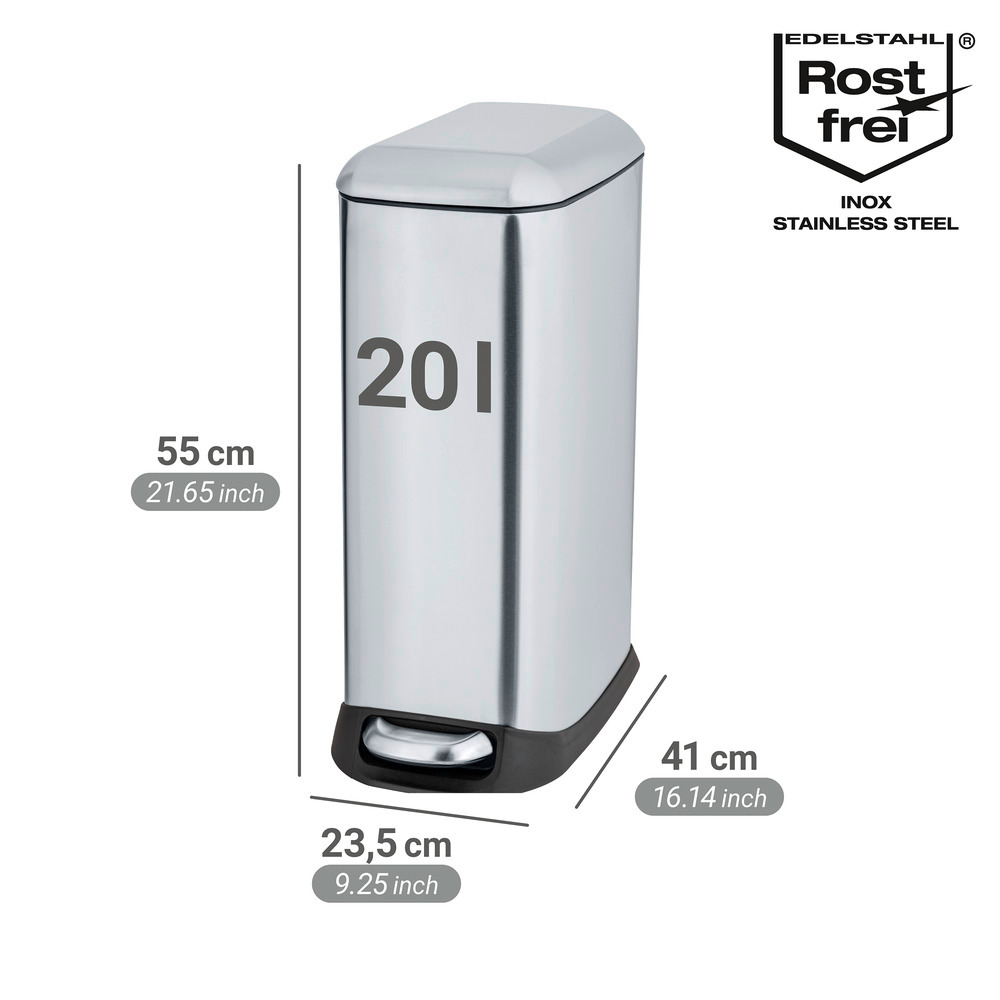 DESIGN silber Treteimer, 20 l, Edelstahl DESIGN silber Treteimer, 20 l, Edelstahl