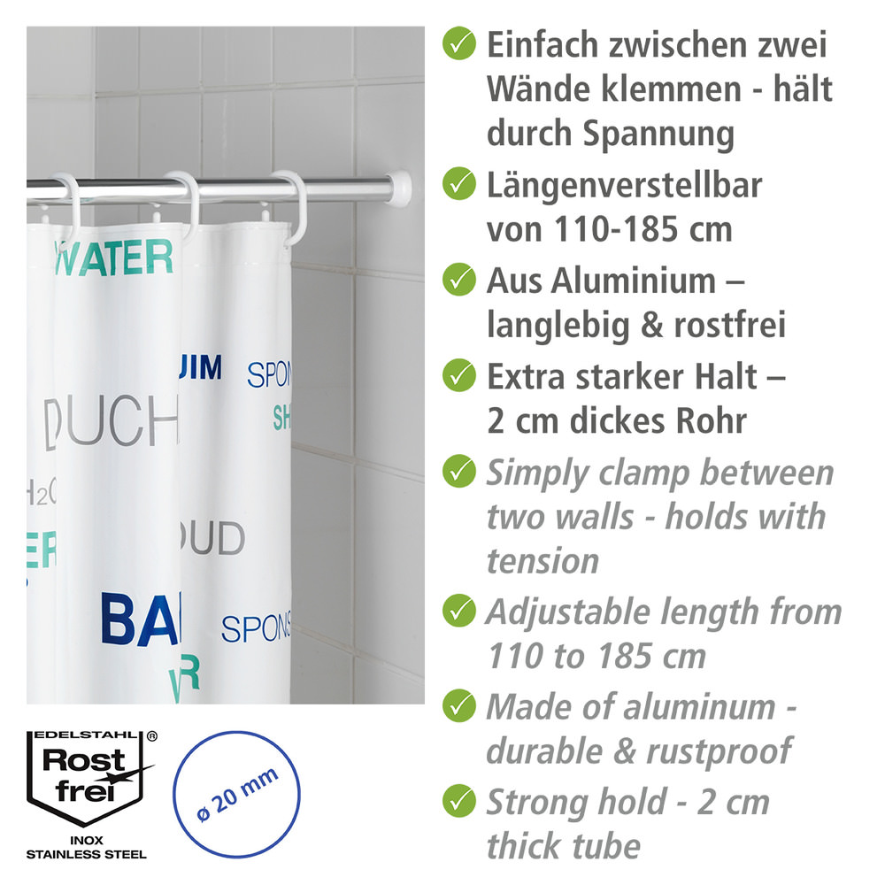 CHROM 110 - 185 cm Duschvorhangstange 