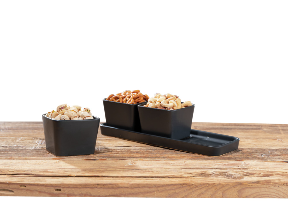 Snack & Dip Schalen-Set in schwarz, 4-teilig