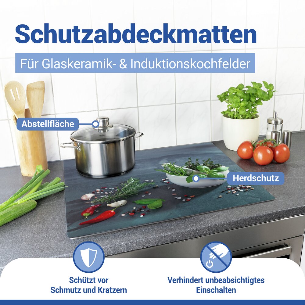 KRÄUTERKÜCHE Herdabdeckmatte 60x52cm aus Kunststoff