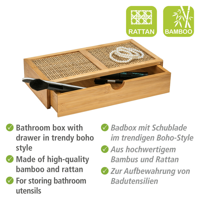 ALLEGRE Box mit Schublade aus Bambus und Rattan