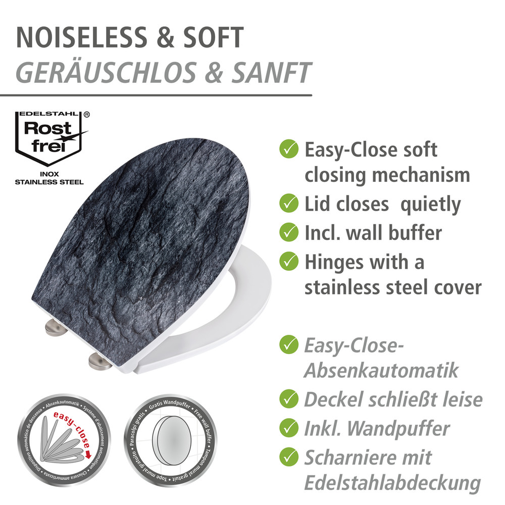 SLATE ROCK Premium WC-Sitz mit Relief, Duroplast