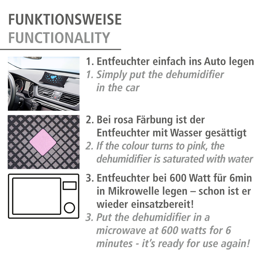 AUTO Entfeuchter mit Indikator 1000g, 3er Set