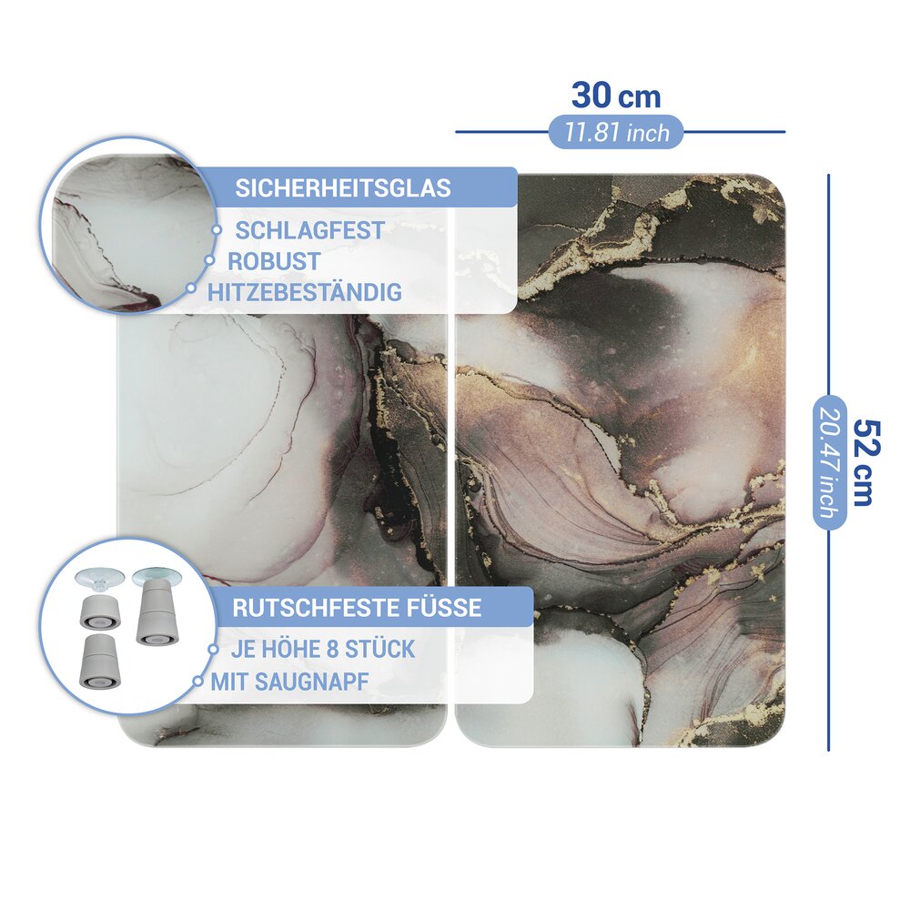 AQUARELL 2er-Set Herdabdeckplatten aus Glas