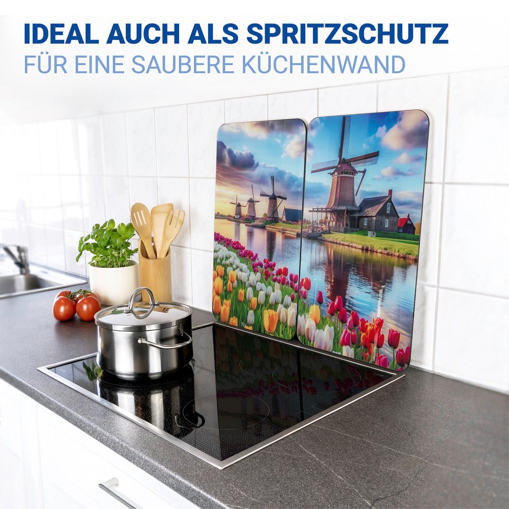 WINDMÜHLE 2er-Set Herdabdeckplatten aus Glas