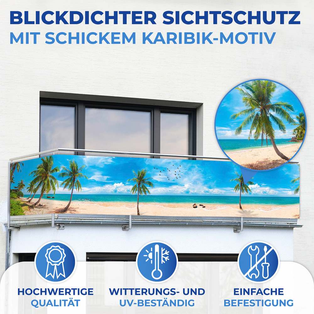 KARIBIK Balkon-Sichtschutz, 85x500 cm