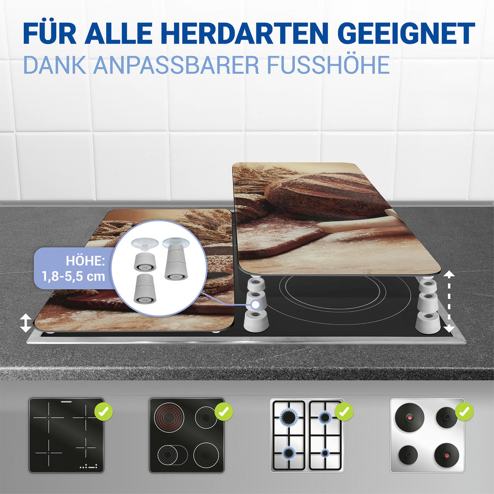 BROT 2er-Set Herdabdeckplatten aus Glas