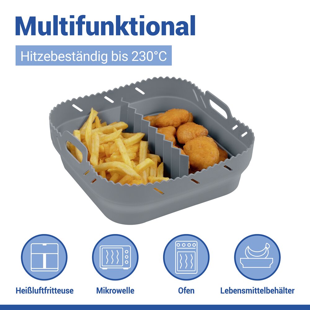 NARA Silikonform eckig für Heißluftfritteusen, 2er-Set