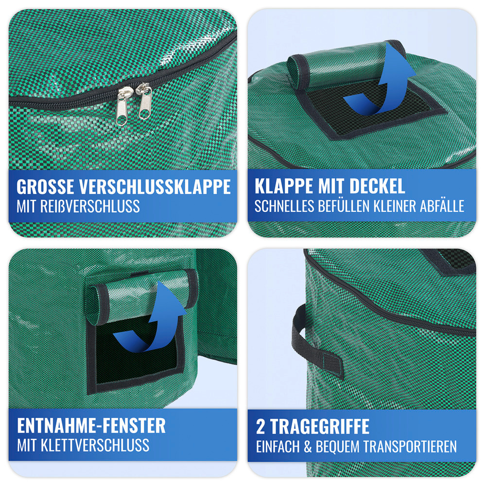 Komposter grün, faltbar, 125 Liter, 2er-Set