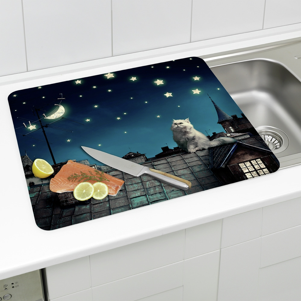 MOON CAT Multiplatte 56x50 cm aus Glas