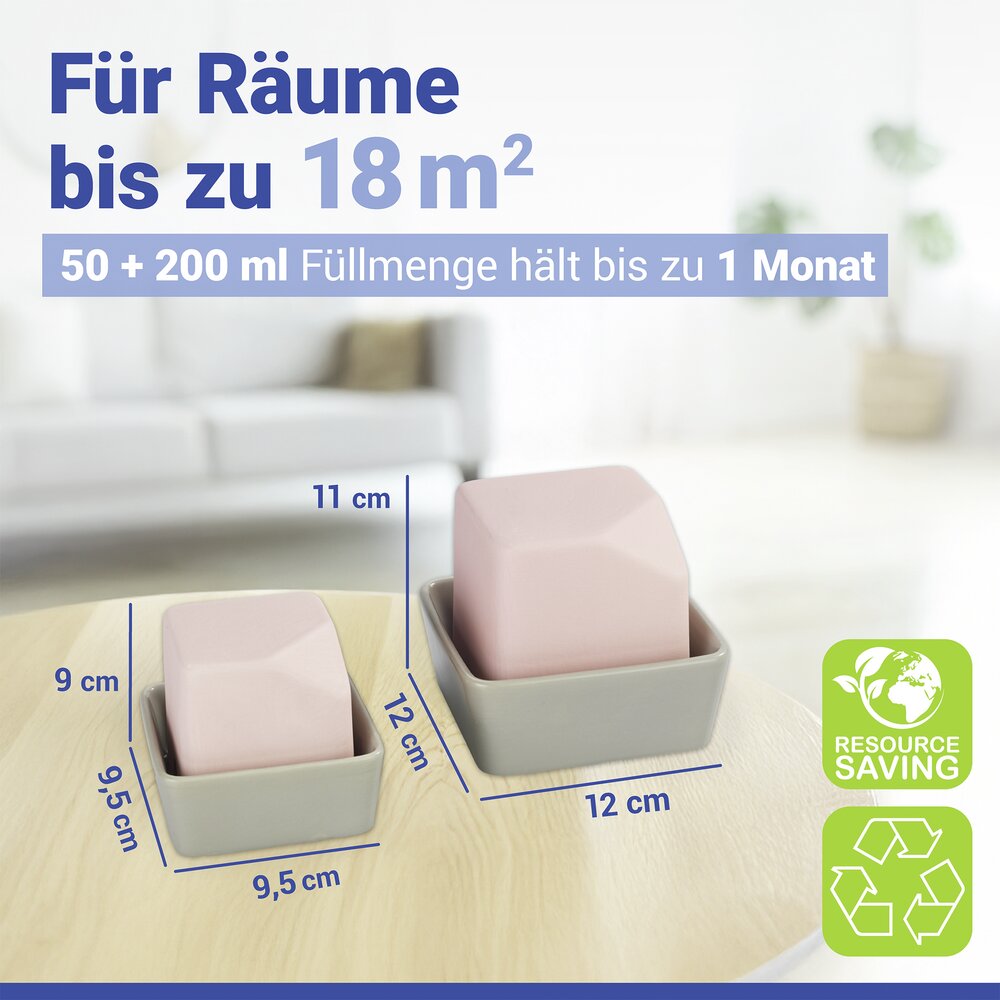 LIVIA rosa/grau Luftbefeuchter aus Keramik, 2er-Set