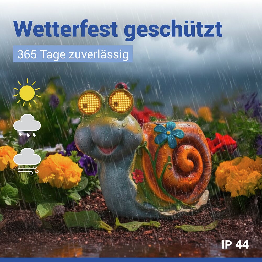 SCHNECKE Gartenfigur mit blinkenden LED-Augen
