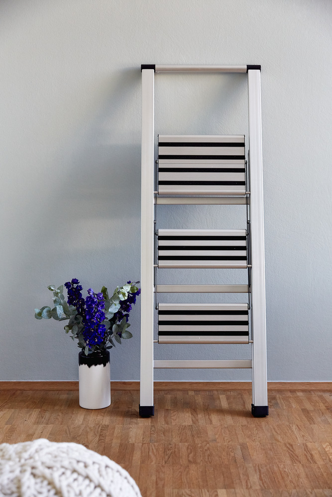 Klapptrittleiter silber aus Aluminium, 3-stufig