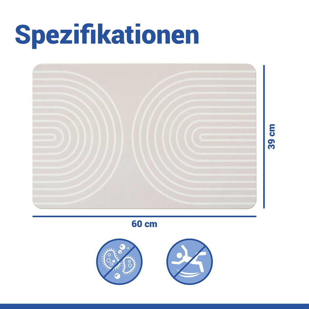 NAZCA hellgrau Badematte schnelltrocknend 60x39 cm