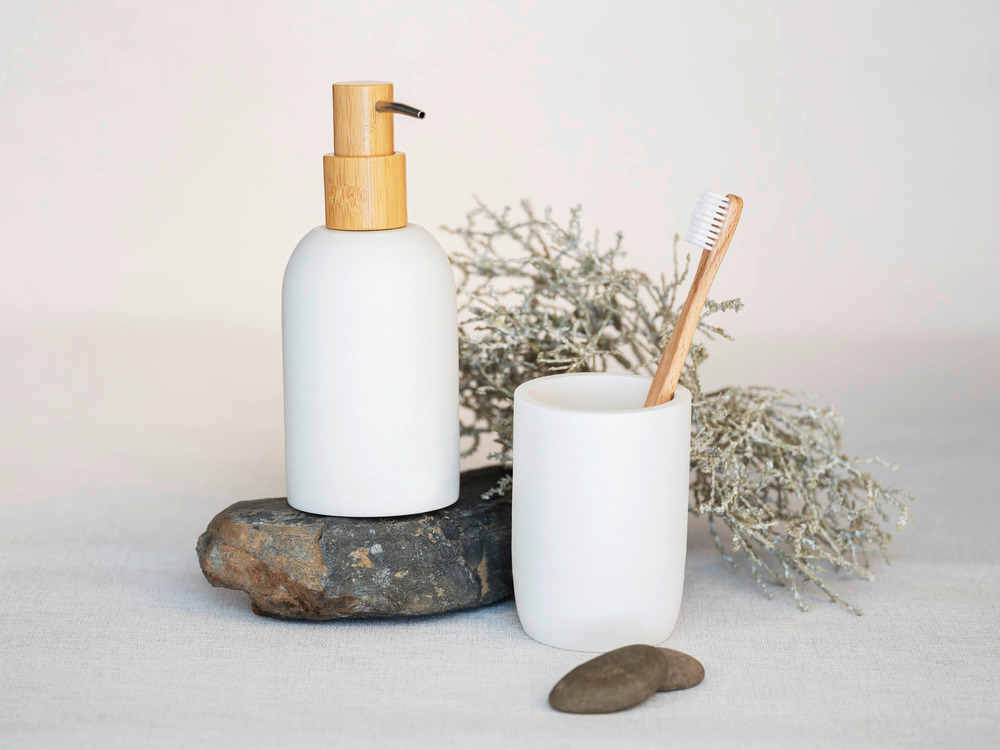 ALTAVALLE weiss Badzubehör-Set mit Bambus, 2-teilig ALTAVALLE weiss Badzubehör-Set mit Bambus, 2-teilig