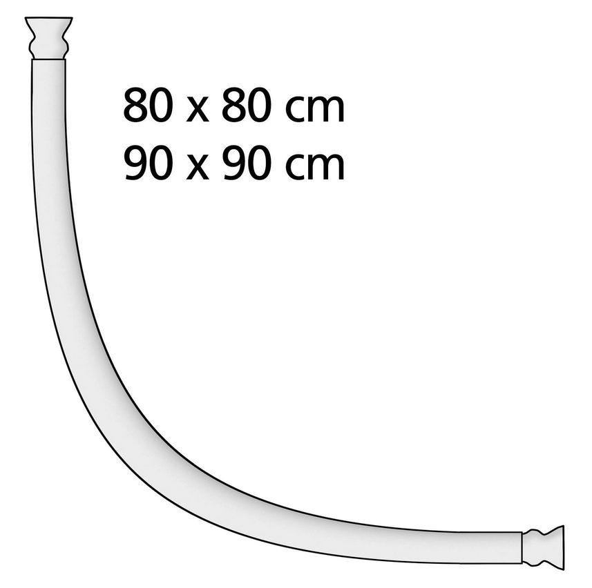 Rundduschstange Weiss, 25 mm, 80x80/90x90 cm