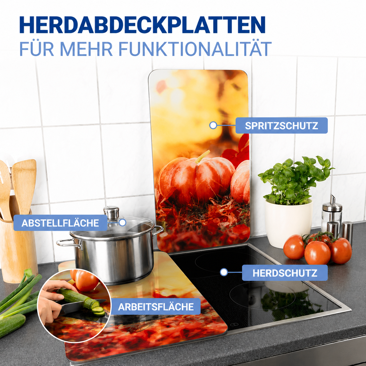 HERBST 2er-Set Herdabdeckplatten aus Glas