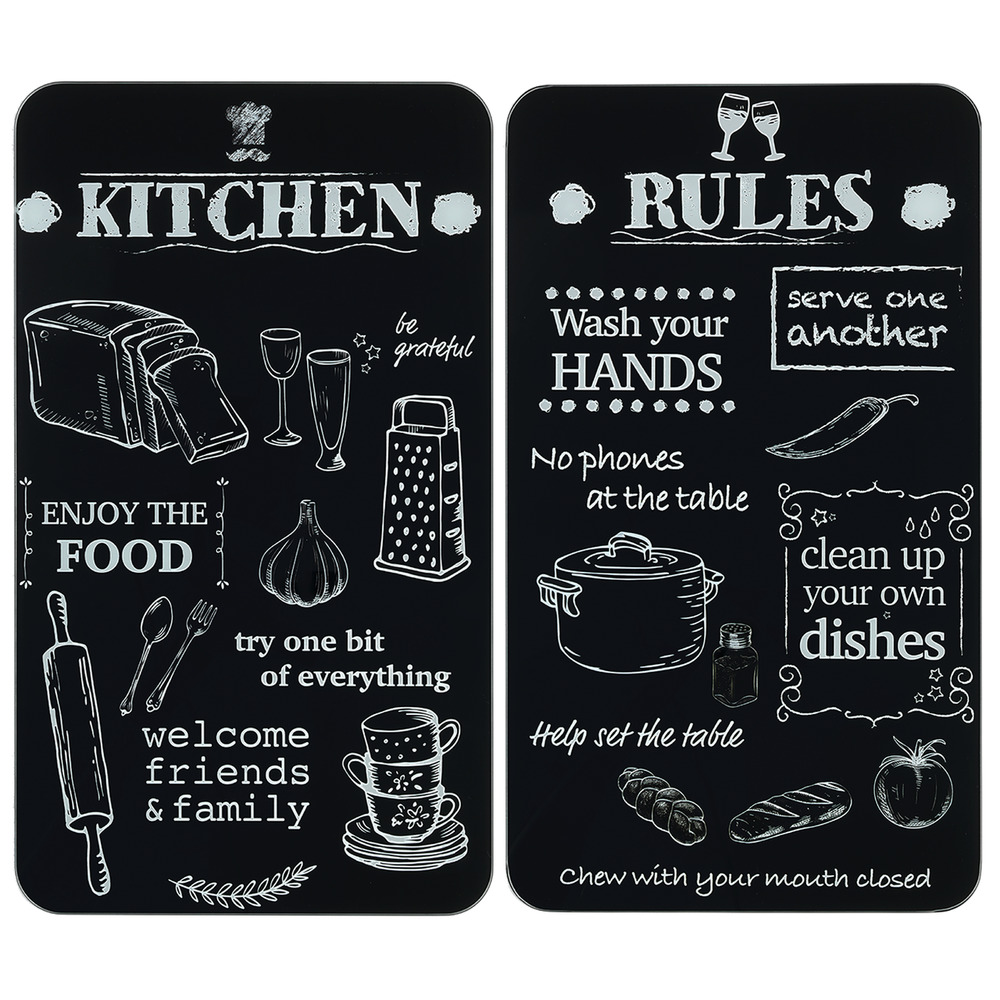 KITCHEN RULES 2er-Set Herdabdeckplatten aus Glas