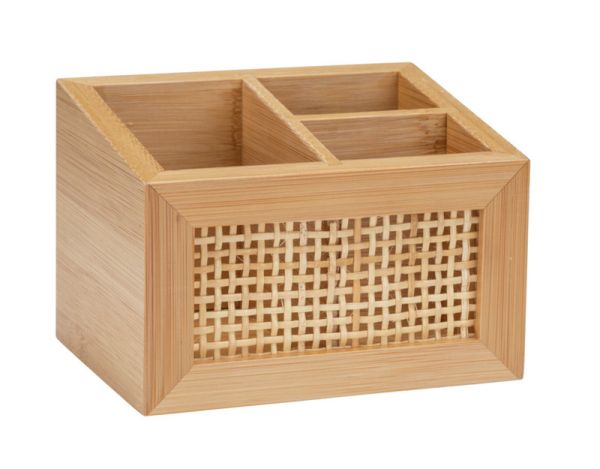 ALLEGRE Box mit 3 Fächern aus Bambus und Rattan