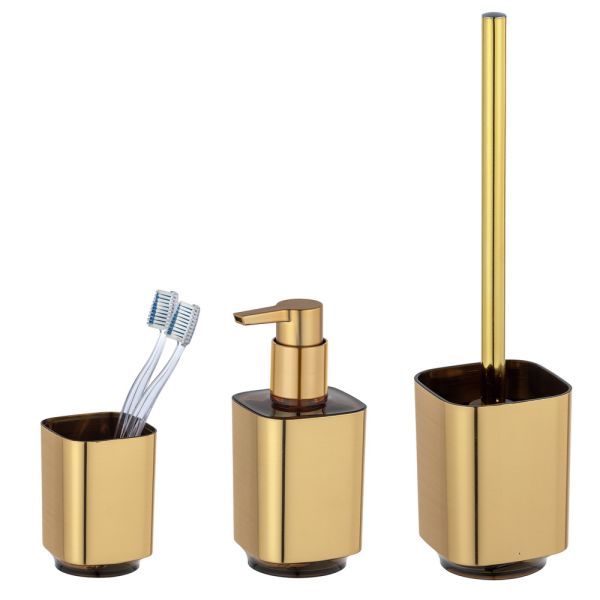 AURON gold Badzubehör-Set, 3-teilig aus stabilem Kunststoff