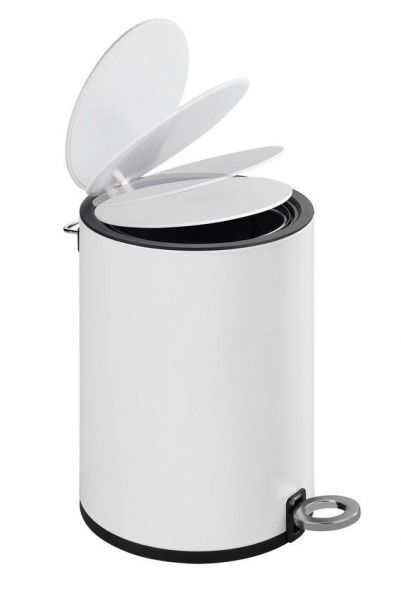 Wenko Kosmetik-Treteimer 3 Liter | Schwarz Matt, Ø 17 X 25 Cm, Mit Fußpedal, Für Bad & Büro